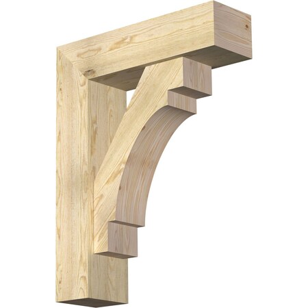 Ekena Millwork Merced Block Rough Sawn Bracket w/ Offset Brace, Douglas Fir, 8"W x 28"D x 36"H BKT0806X28X36MRC05RDF